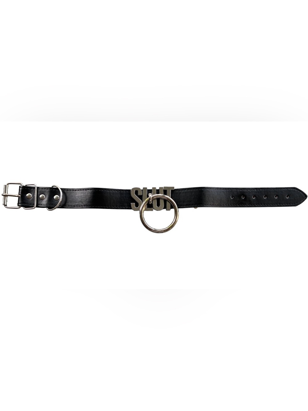 Black O-Ring Statement Choker Collar Silver Hardware Goth Punk Y2K